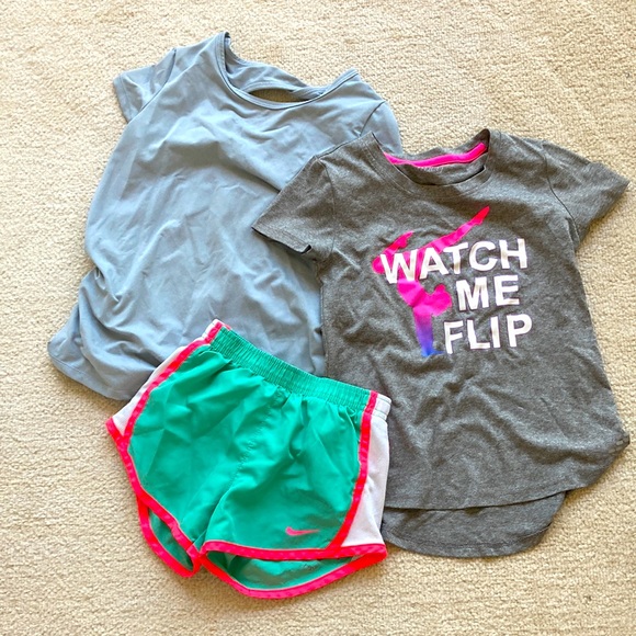 Nike Other - Little girls 4-6 athletic lot. Nike shirts two Bcg dri fit 6 gymnastics theme